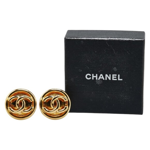 CHANEL Gold Coco Mark Earrings - Picture 6 of 7